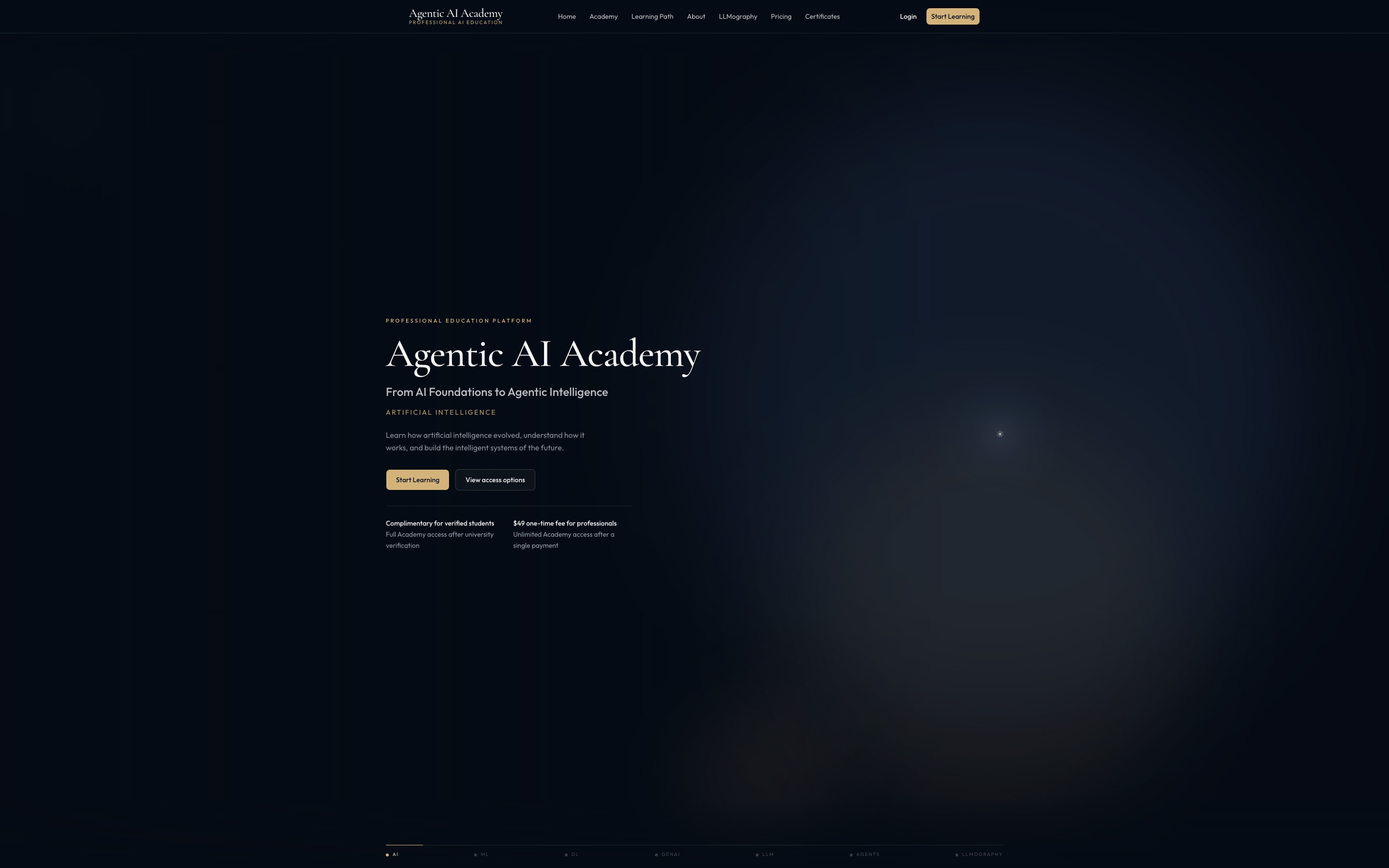 Homepage of Agentic AI Academy