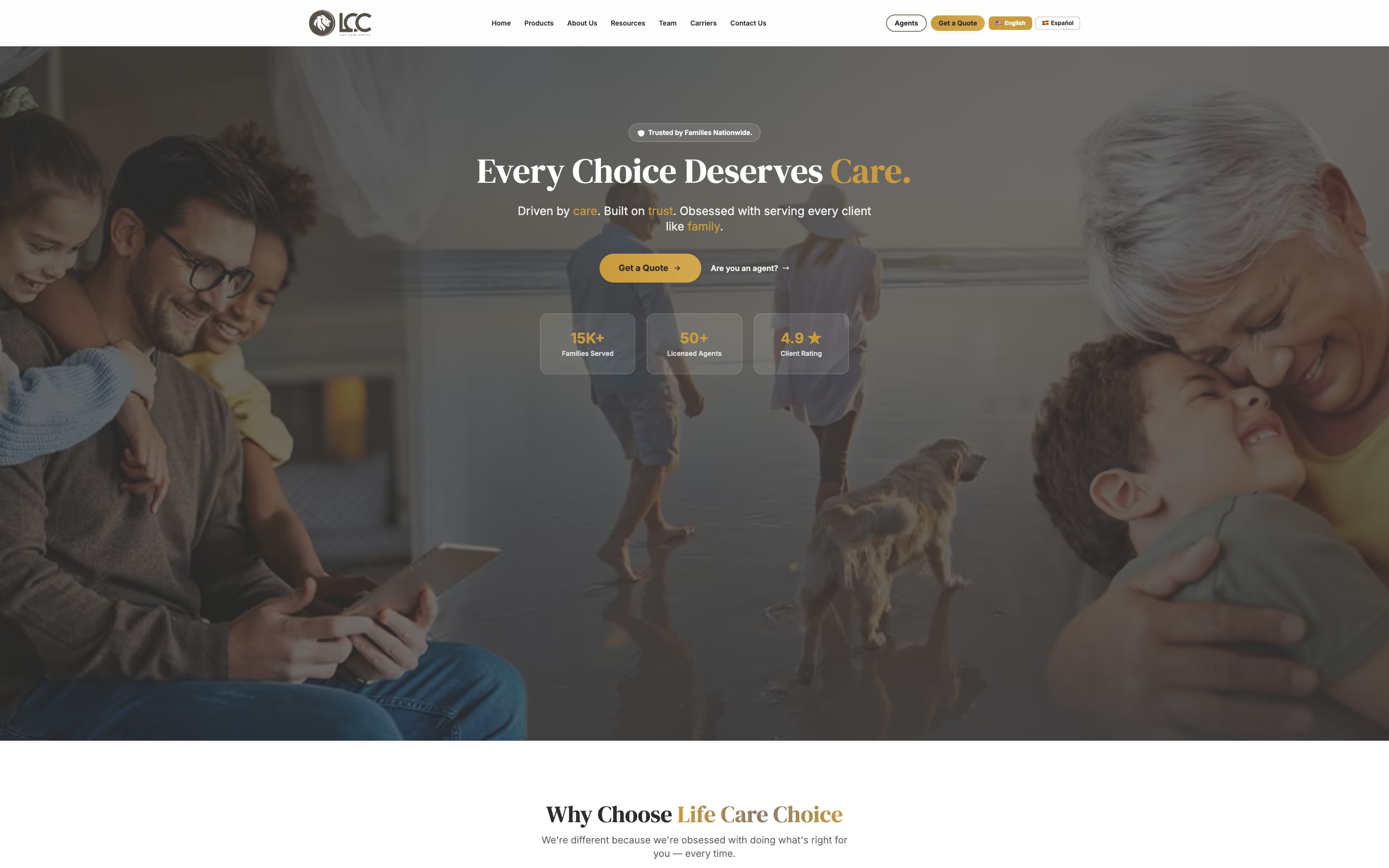 Homepage of LifeCareChoice